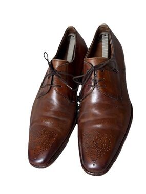 Magnanni Gerardo Men's Brown Leather Derby Shoes Medallion Toe Size 11 M Spain
